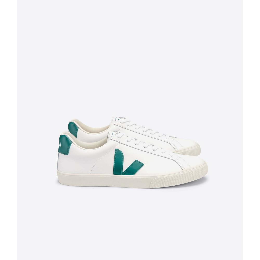 Veja ESPLAR LEATHER Sneakers Dames White/Green | BE 619KOR